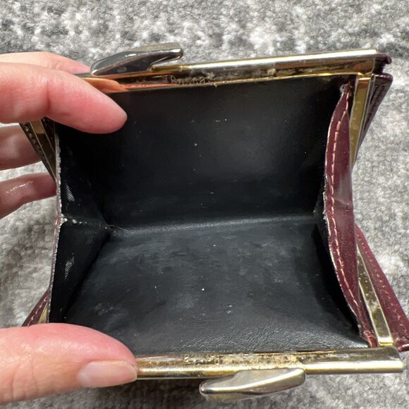 Bosca Vintage Kiss Lock Wallet Card Holder Mahogany Leather 4.5" x 4" USA - Picture 4 of 10